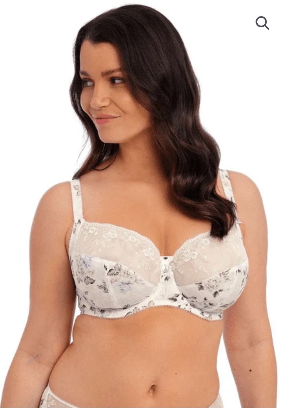 Floral Lace Balcony Bra in Cream and Gray